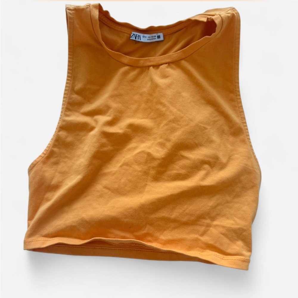 ZARA Orange Cropped Muscle Tank